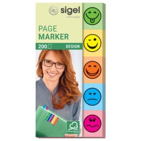 SIGEL Page Marker Design Smile - 50 x 20 mm, sortiert, 5x...