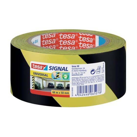 tesa® Markierungsklebeband Universal - gelb/schwarz - 66 mm x 50 m