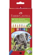 Faber-Castell JUMBO Farbstift in Sechskantform. 10 Farben im Kartonetui