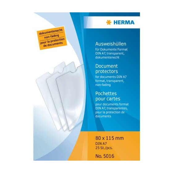 Herma 5016 Ausweishüllen - 80x115 mm für Format DIN A7, geprägt, dokumentenecht