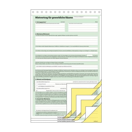 SIGEL Mietvertrag für gewerbliche Räume - A4, 3 x 2 Blatt