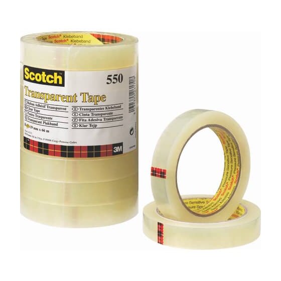 Scotch® Klebeband Transparent 550, Polypropylenfolie, 66 m x 12 mm, 12 Rollen