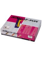 Clip Plus, mit Einhängestreifen, flexibler Heftmechanismus, 4 Farben sortiert, 1 Pack = 100 Stück