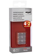 SIGEL SuperDym-Magnete C5 "Strong", Cube-Design, silber, 6 Stück