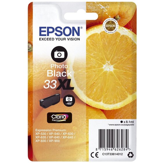 EPSON® Original Epson Tintenpatrone schwarz foto (C13T33614012,33XL,T3361,T33614012)