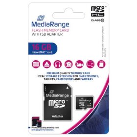 MediaRange Micro SDHC Speicherkarte 16GB Klasse 10 mit...