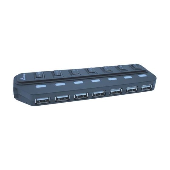 MediaRange USB 2.0 Hub 1:7 mit seperaten Ein-/Aus-Schaltern