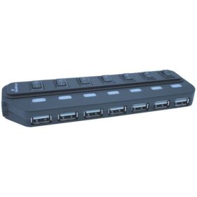 MediaRange USB 2.0 Hub 1:7 mit seperaten Ein-/Aus-Schaltern