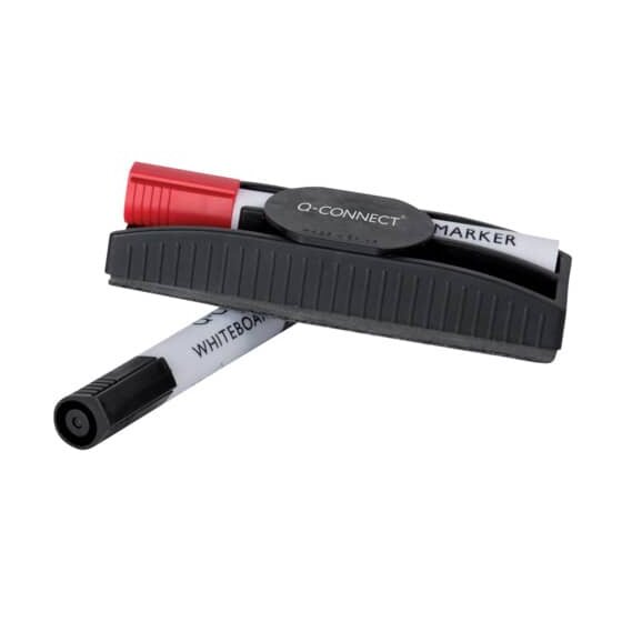 Q-Connect® Tafelwischer mit Stiftehalter - inkl. 2 Stifte, magnethaftend, schwarz