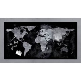 Glas-Magnetboard Artverum, World-Map, Weltkarte, inkl....