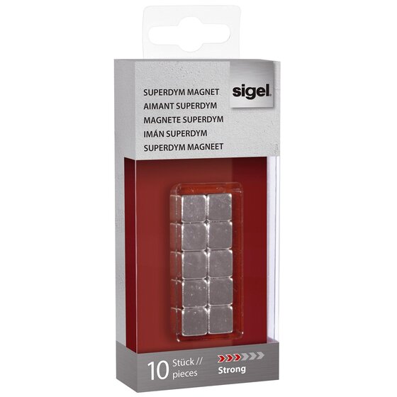 SIGEL SuperDym-Magnete C5 "Strong", Cube-Design, silber, 10 Stück