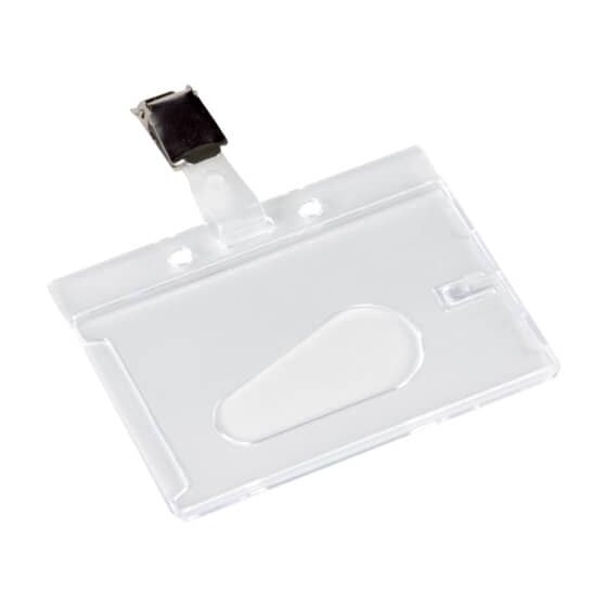 Q-Connect® Ausweishülle mit Clip - 85 x 54 mm, Hartplastik, transparent, 10 Stück