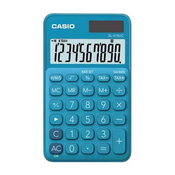 Casio® Taschenrechner SL-310 - Solar-/Batteriebetrieb, 10stellig, LC-Display, blau