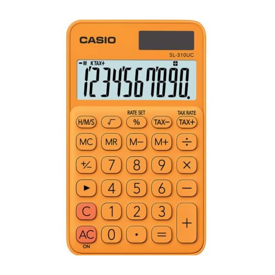 Casio® Taschenrechner SL-310 - Solar-/Batteriebetrieb, 10stellig, LC-Display, orange