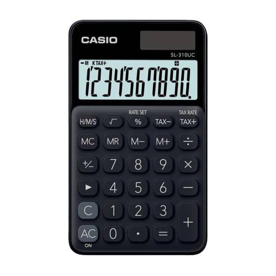 Casio® Taschenrechner SL-310 - Solar-/Batteriebetrieb, 10stellig, LC-Display, schwarz