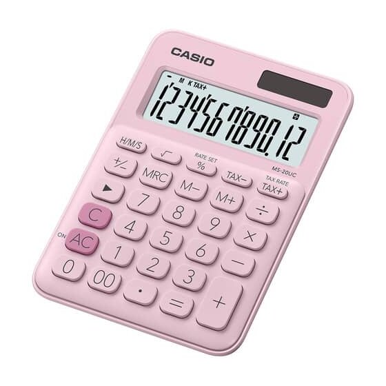 Casio® Tischrechner MS-20 - Solar-/Batteriebetrieb, 12stellig, LC-Display, pink