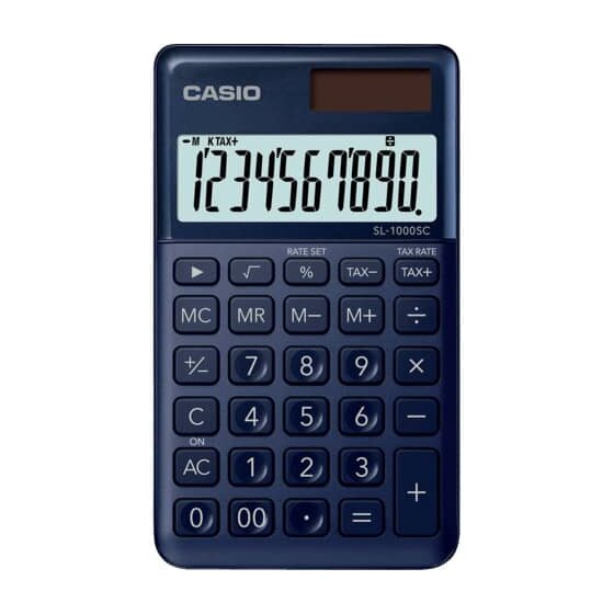 Casio® Taschenrechner SL-1000 - Solar-/Batteriebetrieb, 10stellig, LC-Display, dunkelblau