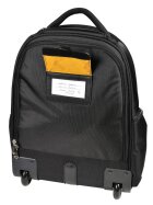 Rucksack mit Rollen und Teleskopgriff, für Laptops bis 15,6", Schultergurte verstellbar, mit Zahlenschloss, Polyester, 37 x 24 x 54 cm, schwarz