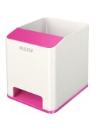Stifteköcher WOW Sound Duo Colour, weiß/pink, mit Soundverstärkung, Polystyrol, Maße: 90 x 100 x 101 mm