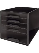 Schubladenbox WOW Cube, schwarz/weiß, 5 geschlossene Schubladen, 1 hohe, 4 flache, mit Auszugstopp, Schubladeneinsatz