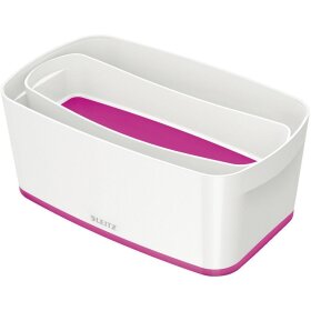 Leitz Aufbewahrungsbox MyBox Klein - A5, mit Deckel, ABS, weiß/pink