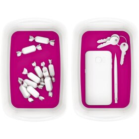 Aufbewahrungsschale WOW MyBox, weiß/pink, ohne Deckel, ABS-Kunststoff, Maße: 246 x 98 x 160 mm