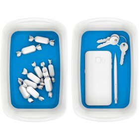 Aufbewahrungsschale WOW MyBox, weiß/blau, ohne Deckel, ABS-Kunststoff, Maße: 246 x 98 x 160 mm