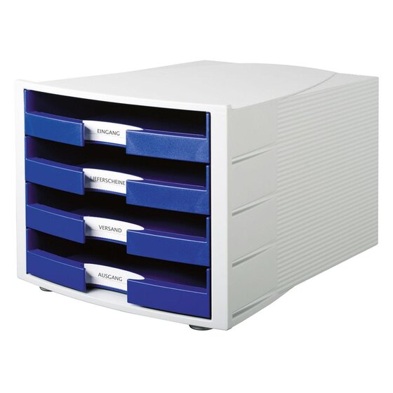 HAN Schubladenbox IMPULS, DIN A4/C4, 4 offene Schubladen, blau
