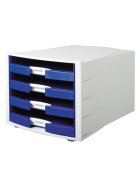 HAN Schubladenbox IMPULS, DIN A4/C4, 4 offene Schubladen, blau