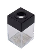 Q-Connect® Büroklammernspender, eckig - schwarz/transparent, 42 x 70 x 42 mm