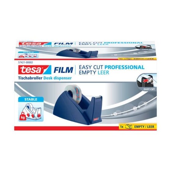 tesa® Tischabroller Easy Cut® - für Rollen bis 33 m x 19 mm, royalblau