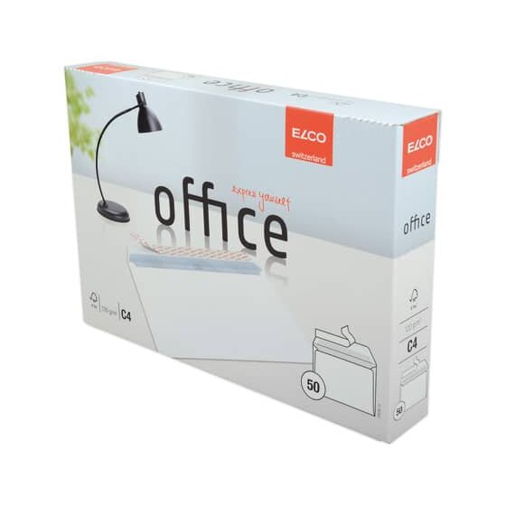 Elco Briefumschlag Office in Shop Box - C4, hochweiß, haftklebend, 120 g/qm, 50 Stück