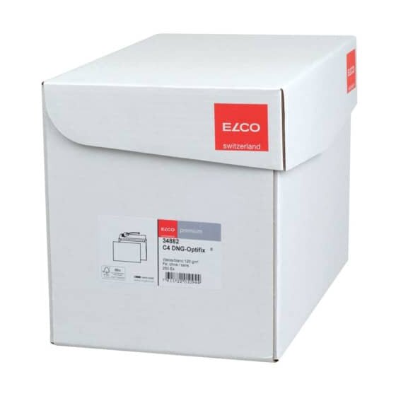 Elco Briefumschlag Office Box mit Deckel - C4, weiß, haftklebend, ohne Fenster, 120 g/qm, 250 Stück