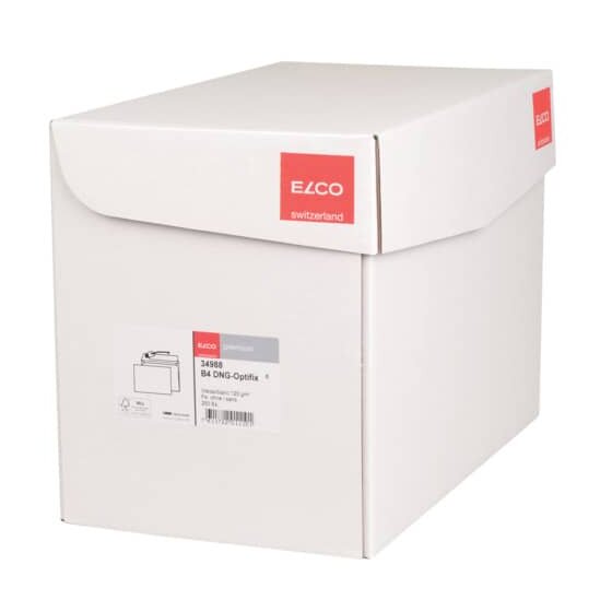 Elco Briefumschlag Office Box mit Deckel - B4, weiß, haftklebend, ohne Fenster, 120 g/qm, 250 Stück