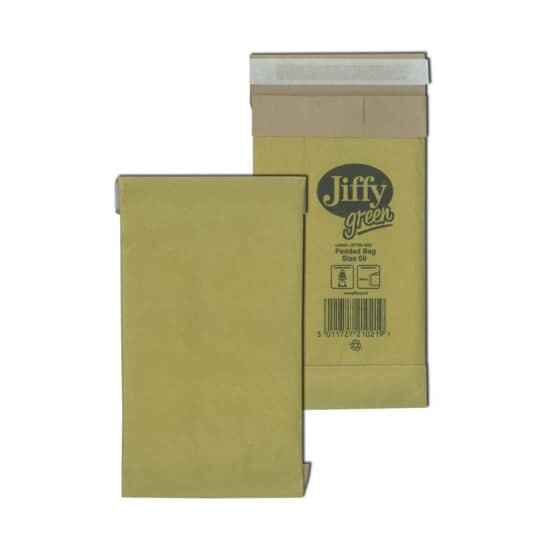 Jiffy® Papierpolstertasche Größe 00 - 120 x 229mm, braun