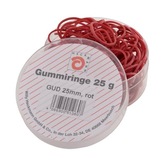Wihedü Gummiringe - Ø25 mm, Dose mit 25g, rot