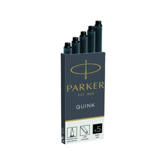 Parker Tintenpatrone Quink - schwarz, 5 Patronen