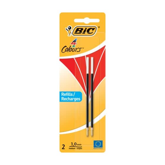 BiC® 4 COLOURS Kugelschreibermine - 0,4 mm, 2 Stück, rot
