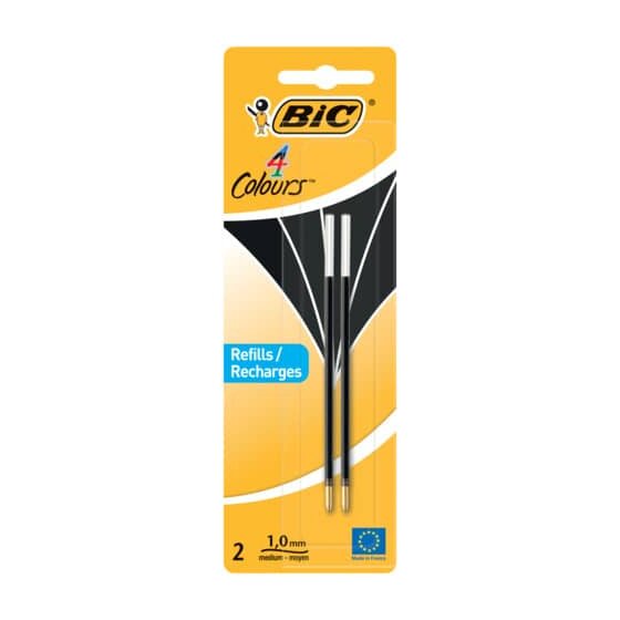 BiC® 4 COLOURS Kugelschreibermine - 0,4 mm, 2 Stück, schwarz