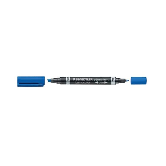 Staedtler® Permanentmarker Lumocolor® duo - nachfüllbar, 0,6 mm und 1,5-4 mm, blau
