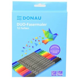 DONAU Duo-Faserschreiber - Etui 12 Stück