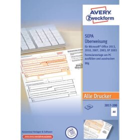 Avery Zweckform® 2817-200 Sepa-Überweisung - A4,...