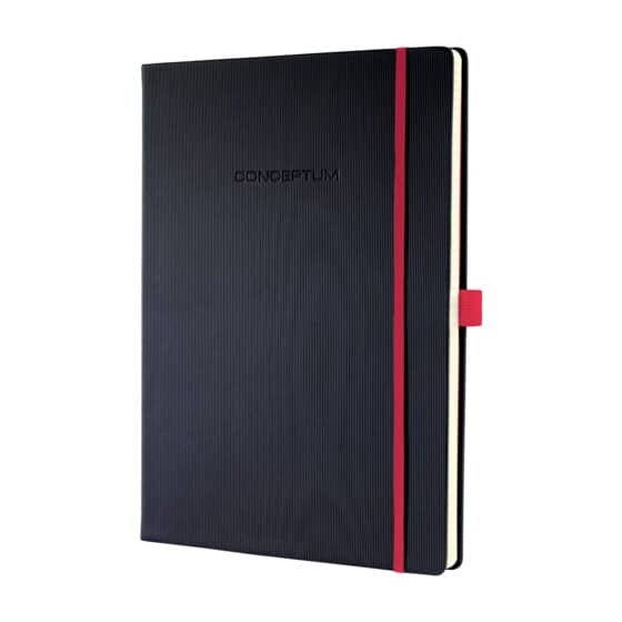SIGEL Notizbuch Conceptum Red Edition - ca. A4, kariert, schwarz, Hardcover