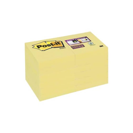 Post-it® SuperSticky Haftnotiz  Notes - 48 x 48 mm, kanariengelb, 12x90 Blatt