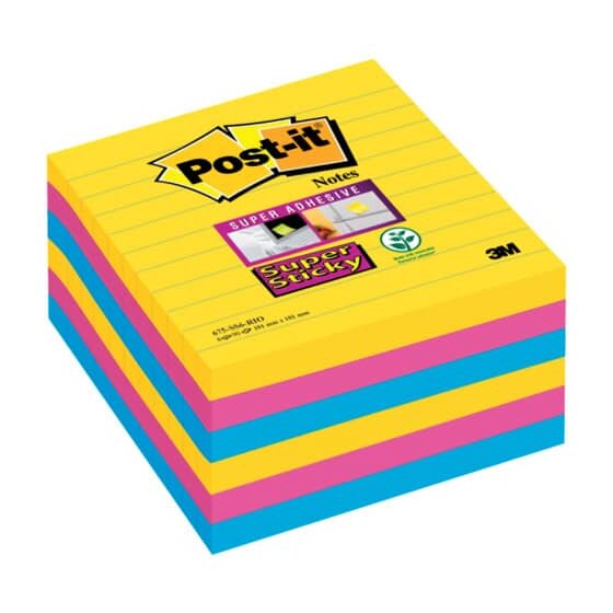 Post-it® SuperSticky Haftnotiz Super Sticky Notes - 101 x 101 mm, liniert, 6x 90 Blatt