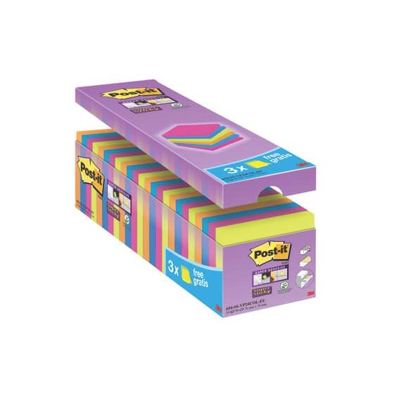 Post-it® SuperSticky Haftnotiz Super Sticky Notes Vorteilspack - 76 x 76 mm, 24x 90 Blatt