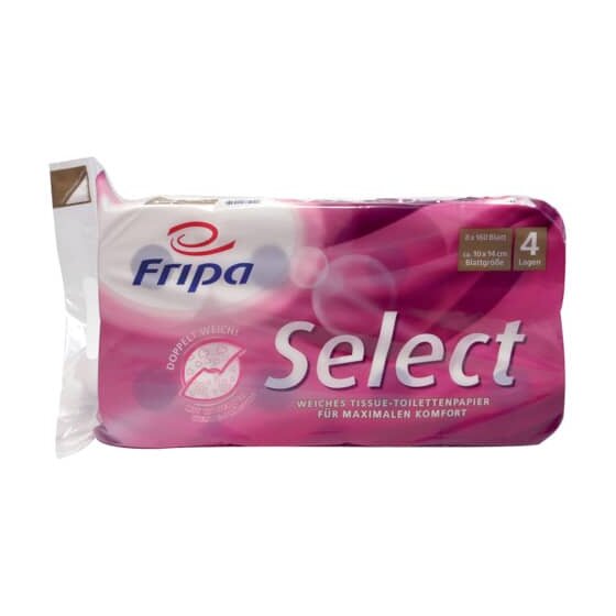 FRIPA Toilettenpapier Select - 4-lagig, geprägt, hochweiß, 8 Rollen à 160 Blatt