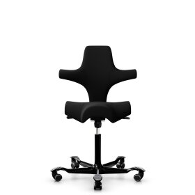 HAG Capisco 8106 Bürostuhl mit Sattelsitz - Schnelllieferprogramm Xtreme Schwarz EXR009 Aluminium schwarz Gestellfarbe Weiche Rollen für harte Böden