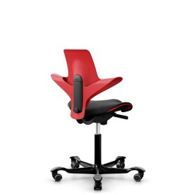 HAG Capisco Puls 8020 Bürostuhl Sattelsitz mit Sitzflächenmatte Rot Nexus Schwarz NEX13 Schwarz Gestellfarbe Weiche Rollen für harte Böden