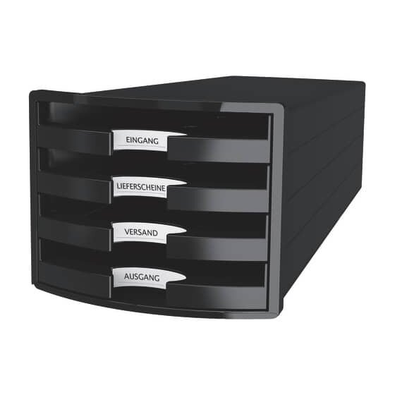 HAN Schubladenbox IMPULS - A4/C4, 4 offene Schubladen, schwarz